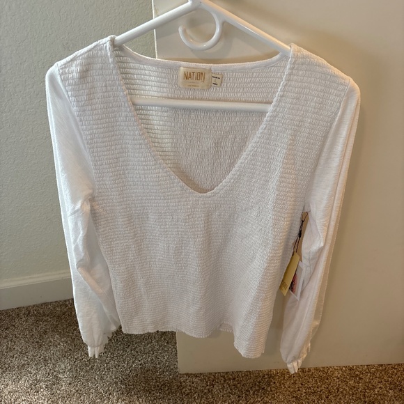 Nation, LTD white long sleeve blouse, new with tags large - Picture 1 of 5